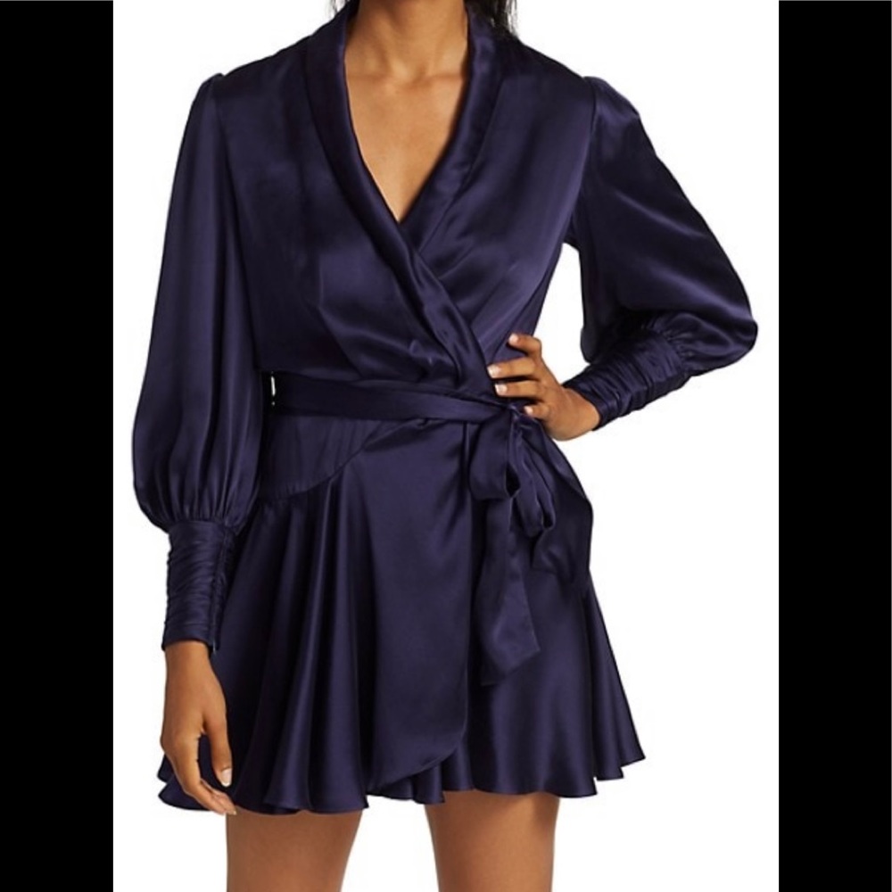 ZIMMERMAN PURPLE SILK MINI WRAP DRESS